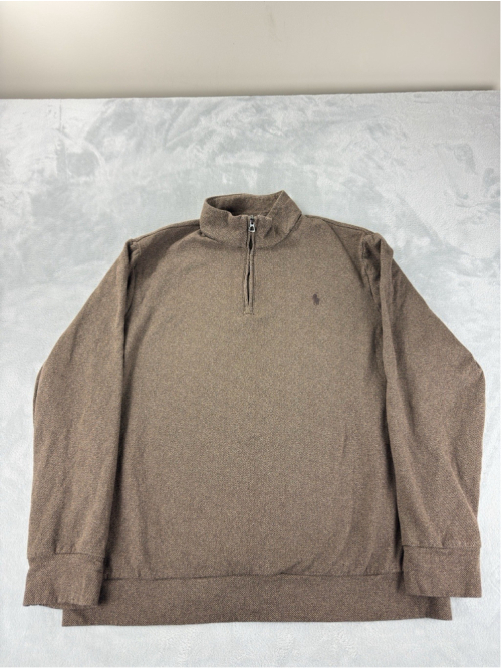 Polo Ralph Lauren Men's Size XL 1/4 Brown Quarter Zip Pullover Cozy Fall Winter